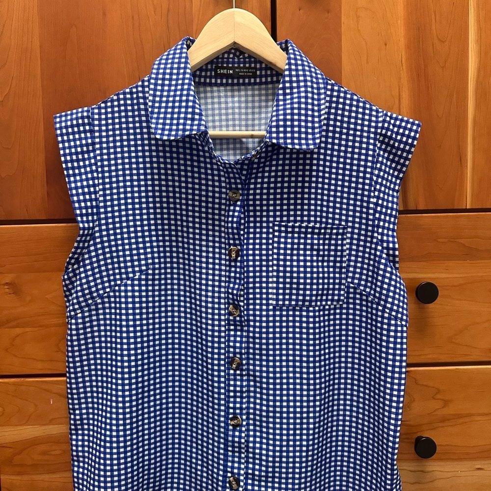SHEIN Blue Gingham Shirt
